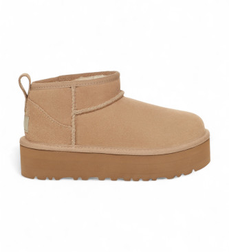 UGG Classic Ultra Mini Platform Lder Ankelstvler beige