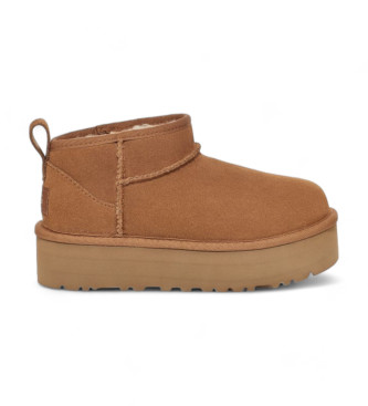 UGG Skórzane botki do kostki Classic Ultra Mini Platform w kolorze brązowym