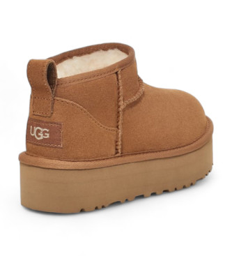 UGG Classic Ultra Mini Platform Leather Ankle Boots marron