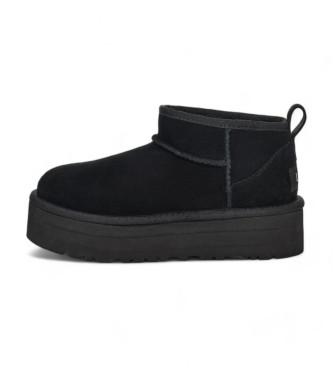 UGG Classic Ultra Mini platformni usnjeni gležnjarji črne barve