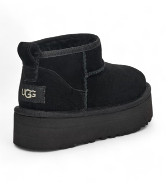 UGG Klassische Ultra Mini Plateau Lederstiefeletten schwarz