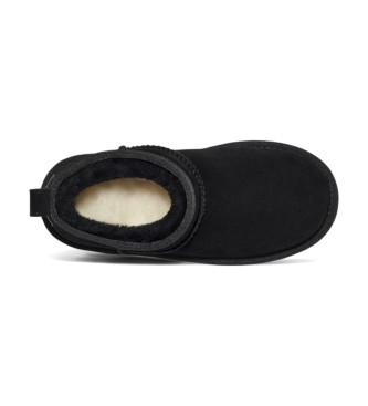 UGG Stivaletti classici in pelle nera con plateau ultra mini