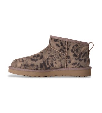 UGG Botas de Couro Classic Ultra Mini Spotted marrom