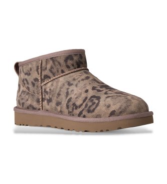 UGG Botas de Couro Classic Ultra Mini Spotted marrom