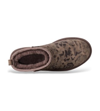 UGG Botas de Couro Classic Ultra Mini Spotted marrom