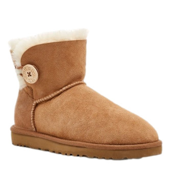 UGG Mini Baley Button II camel leather ankle boots