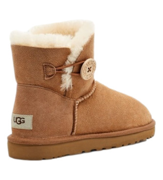 UGG Mini Baley Button II camel leather ankle boots