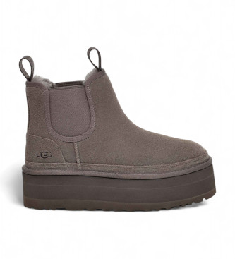 UGG Neumel Platform Chelsea Leather Ankle Boots cinzento