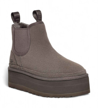 UGG Neumel platform Chelsea leren enkellaars grijs