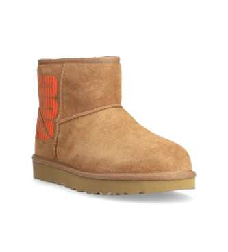 UGG Leather ankle boots W Classic Mini Side Logo orange