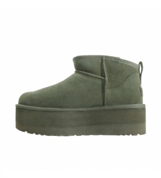 UGG Leather ankle boots W Classic Ultra Mini green - Platform height 5cm