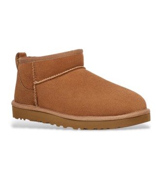 UGG Classic Ultra Mini Brown Leather Ankle Boots
