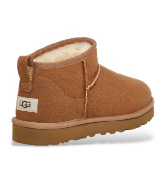 UGG Classic Ultra Mini Brown Leather Ankle Boots