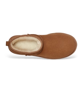 UGG Classic Ultra Mini Brown Leather Ankle Boots
