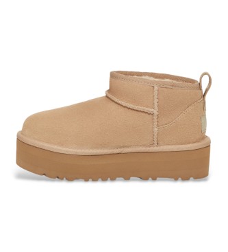 UGG Bottines en cuir Classic Ultra Mini Platform beige