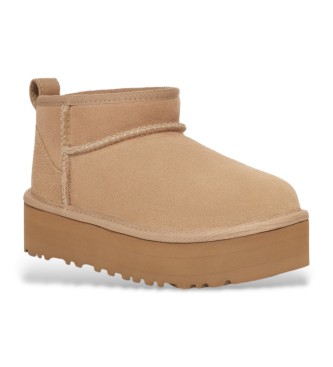 UGG Bottines en cuir Classic Ultra Mini Platform beige