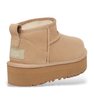 UGG Bottines en cuir Classic Ultra Mini Platform beige