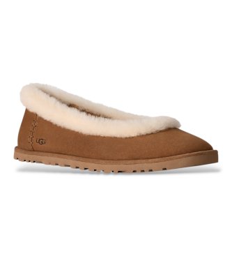 UGG Zora Mary Jane babyskoletter i skind, kastanjebrun