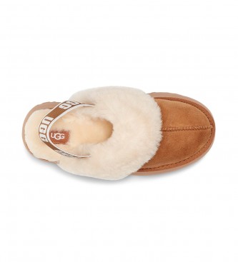 UGG Leather slippers W Funkette brown -Platform height 5cm