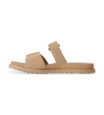 UGG GoldenGaze Slide sandaler i beige l�der