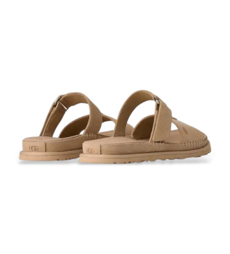 UGG GoldenGaze Slide sandaler i beige l�der