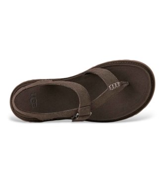 UGG GoldenGaze Toe Post Sandales en cuir marron