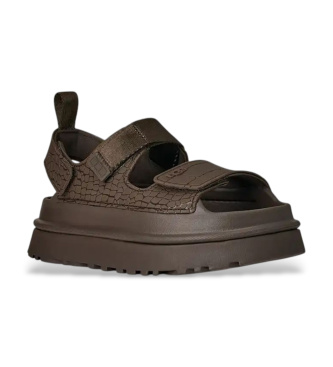 UGG Brązowe skórzane sandały GoldenGlow Embossed
