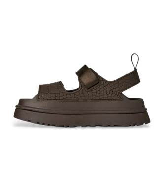 UGG Brązowe skórzane sandały GoldenGlow Embossed