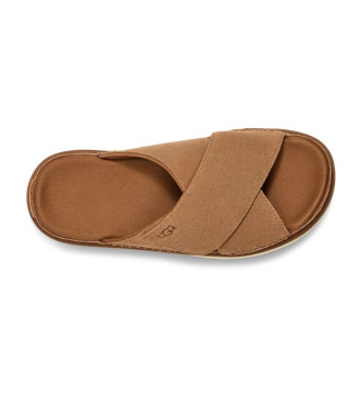 UGG Goldenstar Cross Leather Sandals brown 