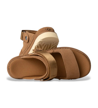 UGG Goldenstar Glide Sandalen aus braunem Leder