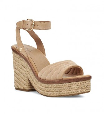 UGG Laynce beige leather sandals -Heel height: 10,16 cm
