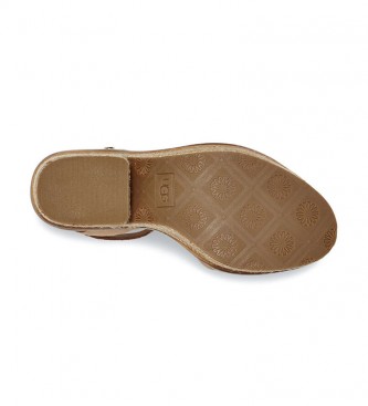 UGG Sandálias de couro bege assentes - Altura do calcanhar: 10,16 cm