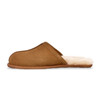 UGG Braune Scuff-Lederpantoletten