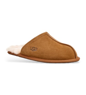 UGG Braune Scuff-Lederpantoletten