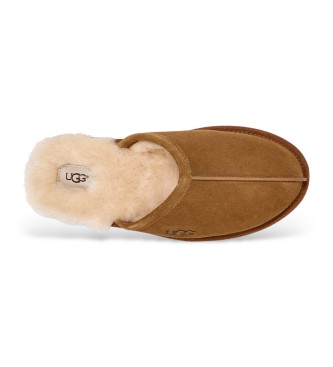 UGG Braune Scuff-Lederpantoletten