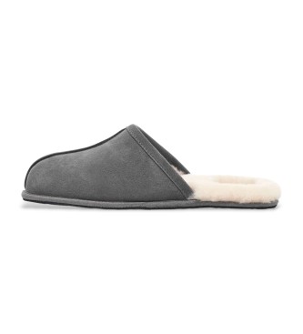 UGG Graue Scuff-Slipper aus Leder