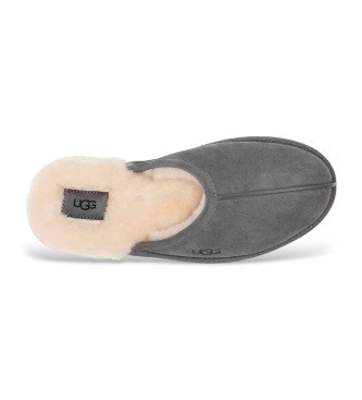 UGG Graue Scuff-Slipper aus Leder