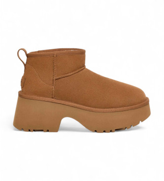 UGG Klassische Ultra Mini Neue Lederstiefeletten braun