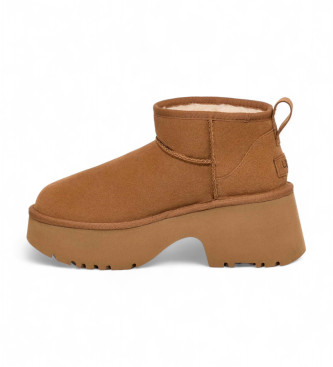 UGG Classic Ultra Mini Novi usnjeni čevlji rjave barve