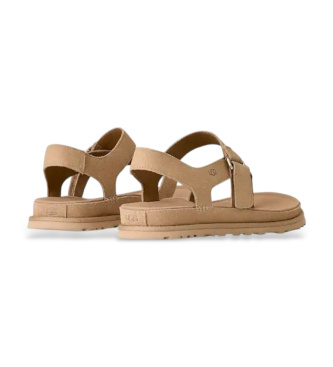 UGG GoldenGaze Toe Post beige leather sandals