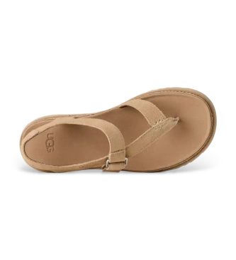 UGG GoldenGaze Toe Post beige leather sandals
