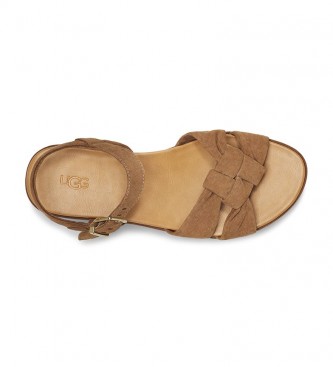 UGG Neusch Sandalen aus braunem Leder - Plateauhhe: 6,5 cm