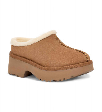 UGG Socas New Heights Cozy em pele castanha