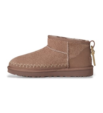 UGG Botines de Piel Classic Ultra Mini Biarritz marrn