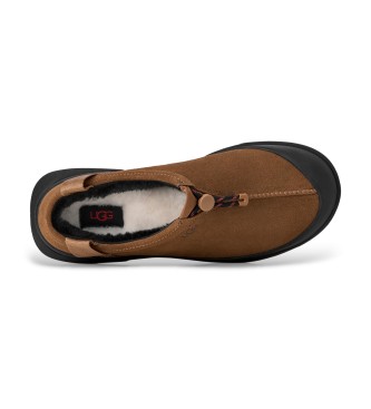 UGG Dark Brown Outpost Tasman Leather Slippers