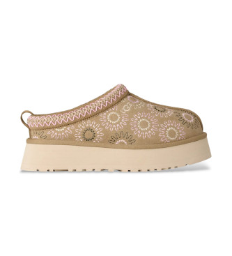 UGG Zuecos de Piel Tazz Sun Stitch marr�n claro