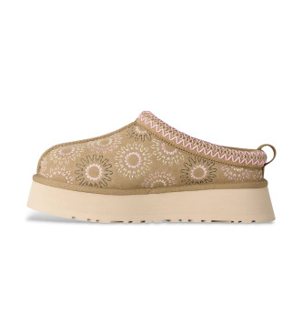 UGG Zuecos de Piel Tazz Sun Stitch marr�n claro