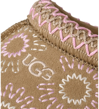 UGG Zuecos de Piel Tazz Sun Stitch marr�n claro