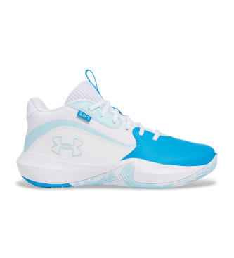 Under Armour Scarpe da basket Lockdown 7 in pelle bianche, blu