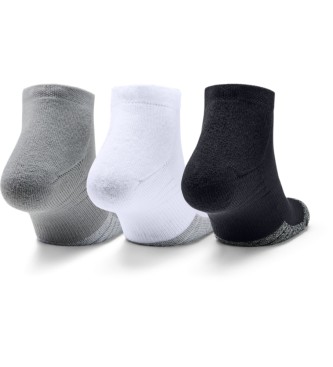 Under Armour Pack de 3 paires de chaussettes basses HeatGear gris, blanc, noir